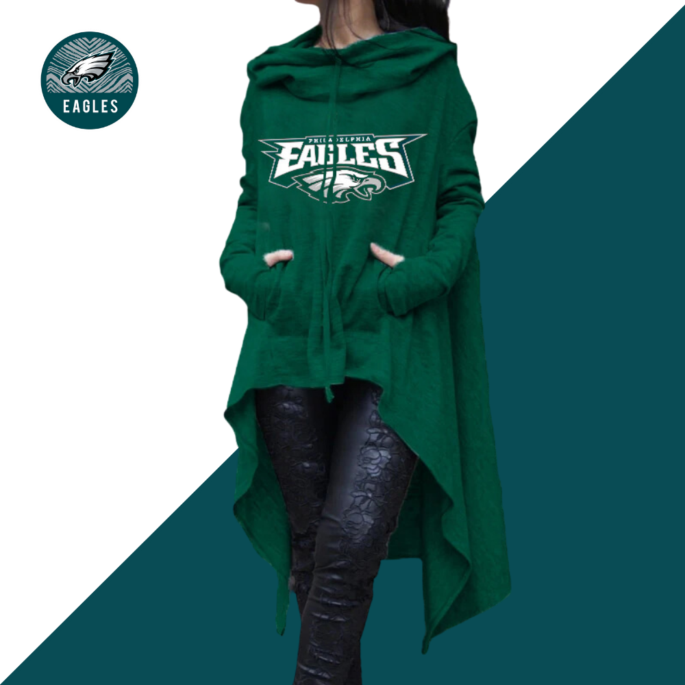 Fashionable Print Irregular Long Sleeve Sweatshirt-Philadelphia Eagles - fitnfan