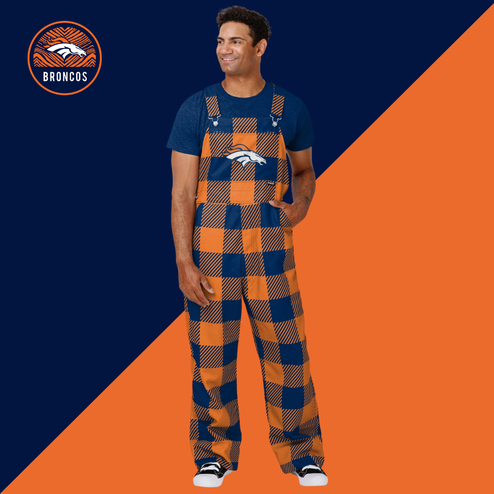 Denver Broncos Mens Plaid Bib Overalls-Denver Broncos - fitnfan