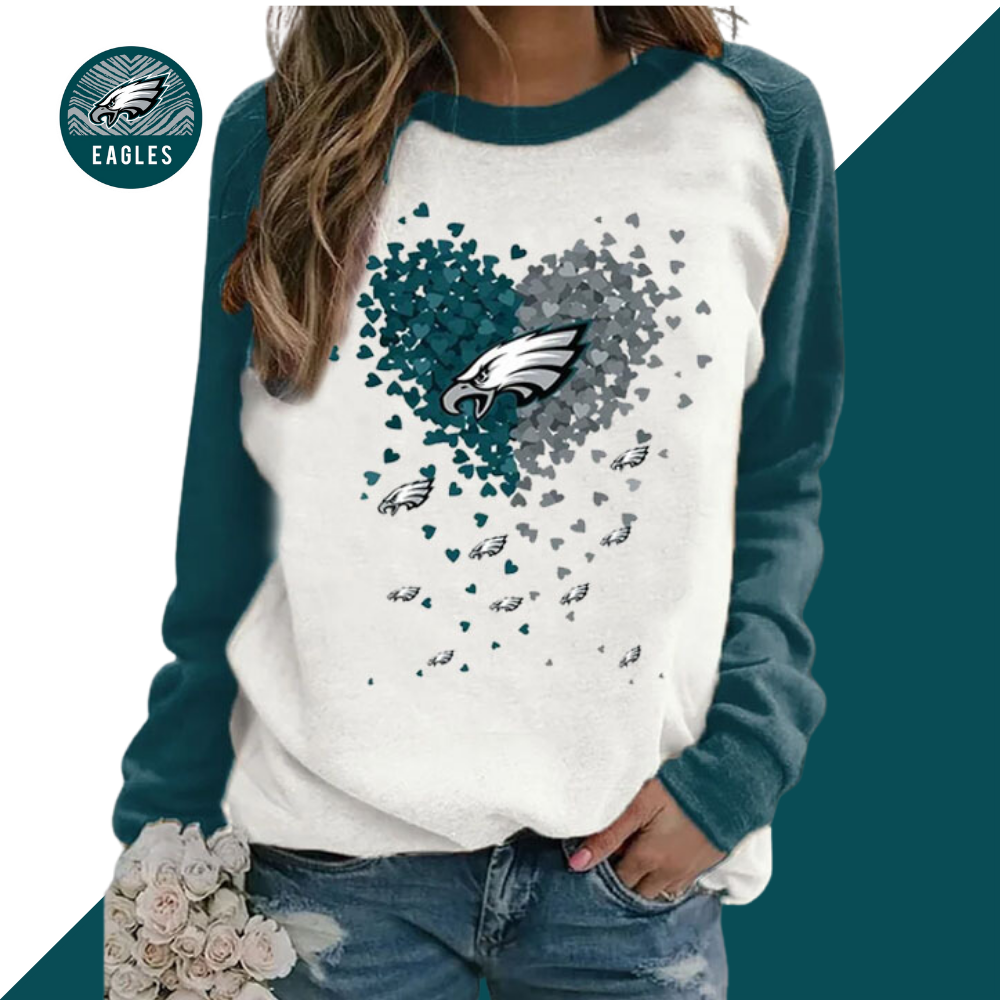 Women's Football Print Casual Sweatshirt-Philadelphia Eagles - fitnfan