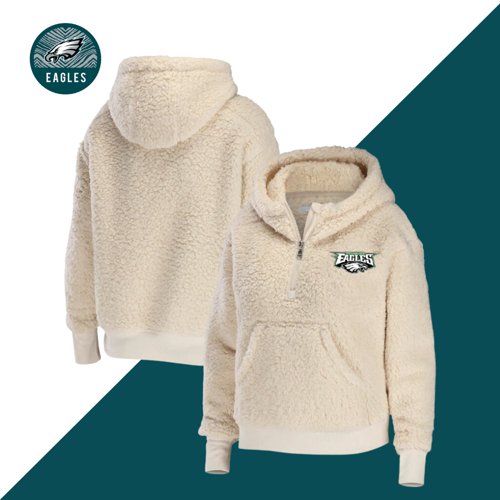 Women's Sherpa Half-Zip Hoodie-Philadelphia Eagles - fitnfan
