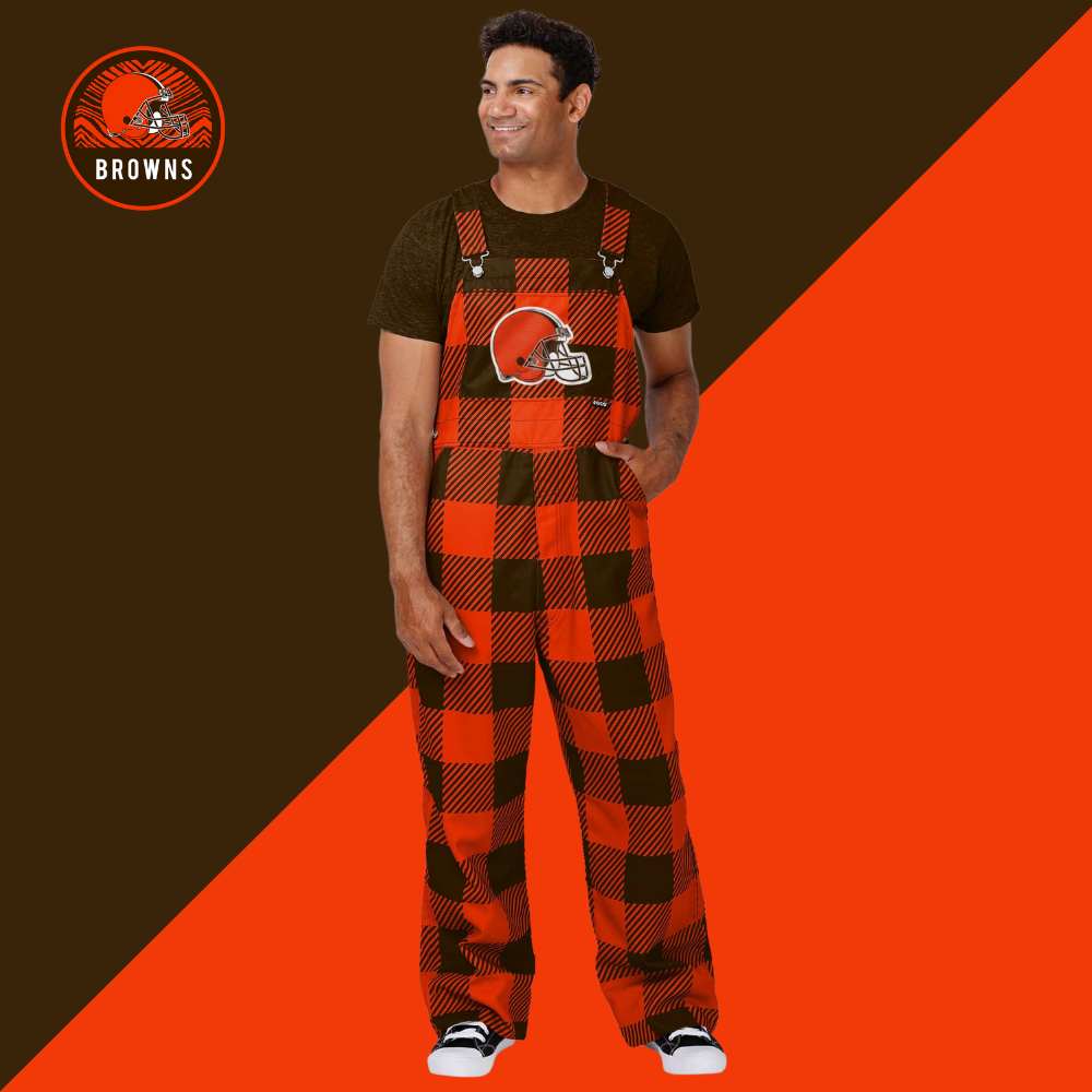 Cleveland Browns Mens Plaid Bib Overalls-Cleveland Browns - fitnfan