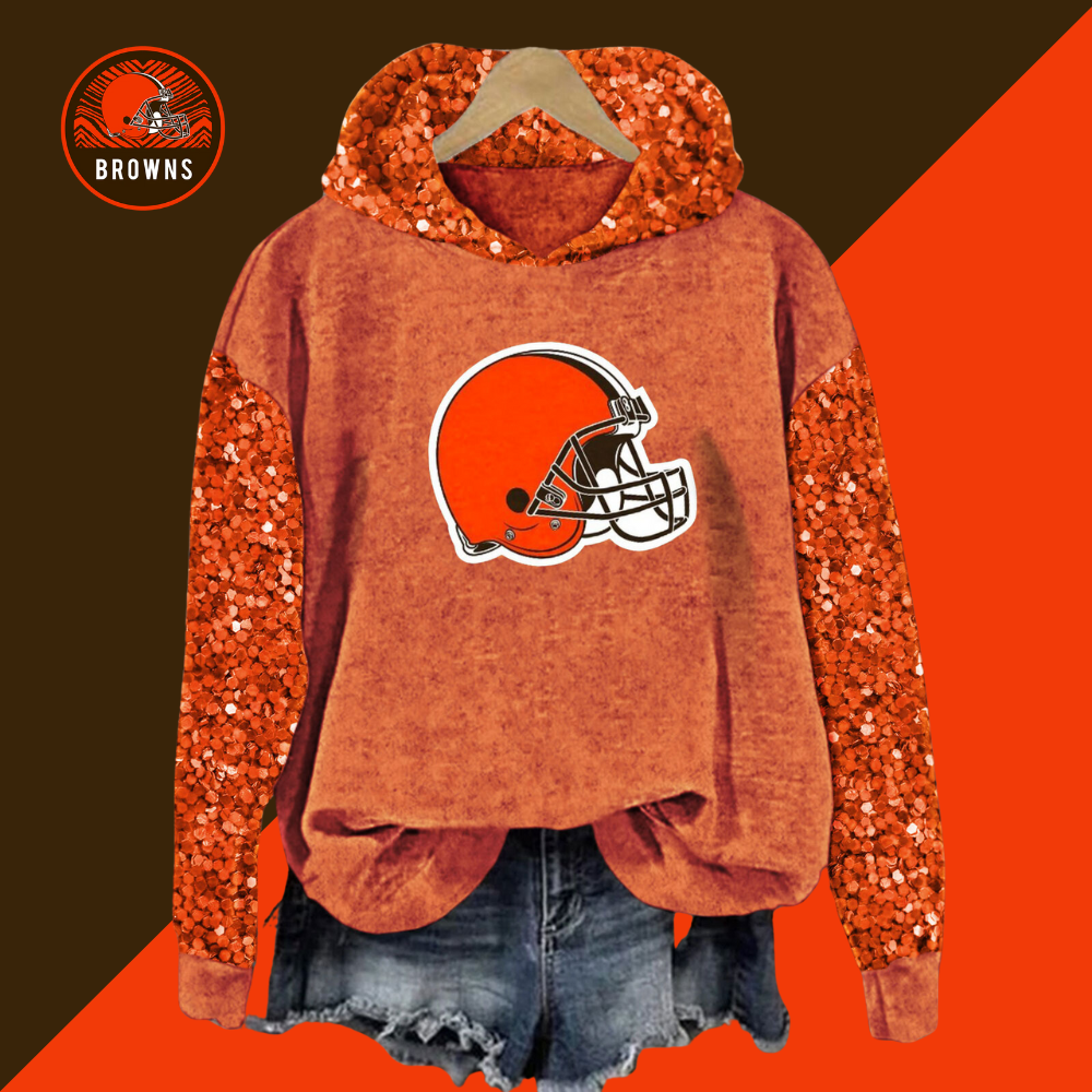 Sequined Sleeves Vintage Hoodie-Cleveland Browns - fitnfan