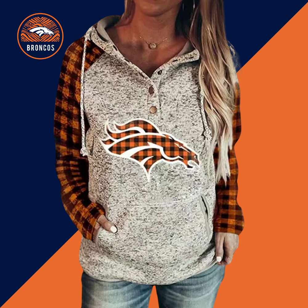 Denver Broncos Fashion Printed Patchwork Hoodie-Denver Broncos - fitnfan