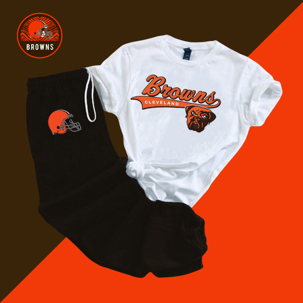 Casual loose fashion printed suit-Cleveland Browns - fitnfan