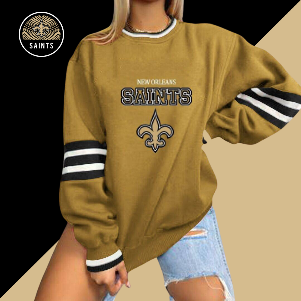 New Loose Urban Casual Letter Crew Neck Pullover Sweatshirt-New Orleans Saints - fitnfan