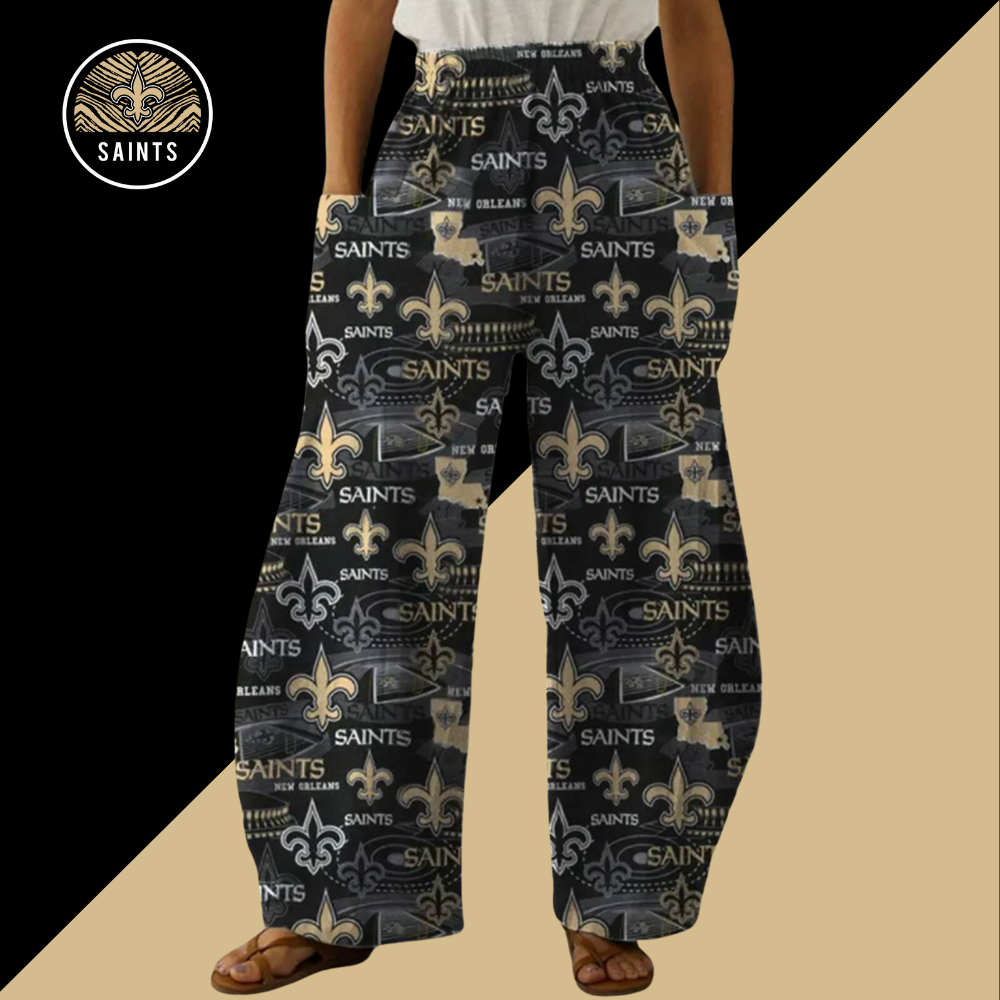 New Fashion Printed Pocket Casual Pants-New Orleans Saints - fitnfan
