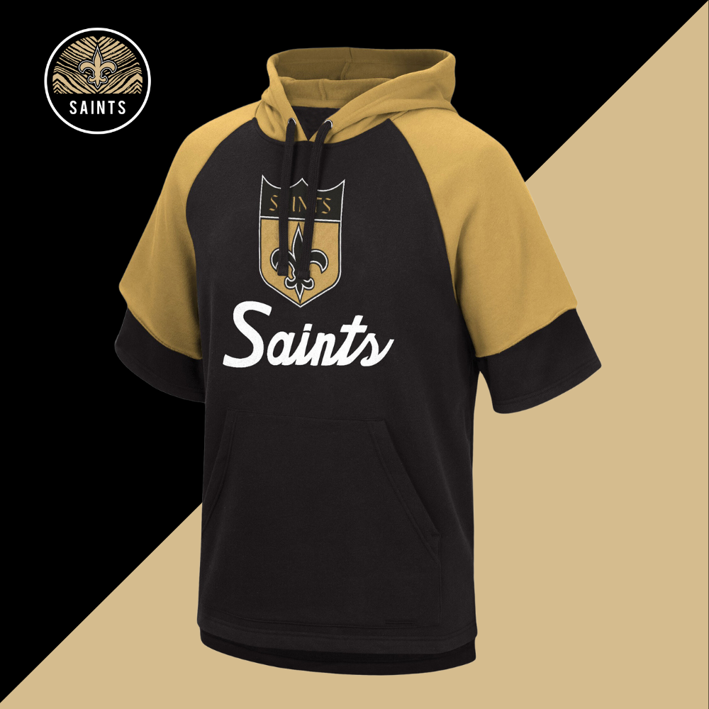 New Raglan Short Sleeve Pullover Hoodie-New Orleans Saints - fitnfan