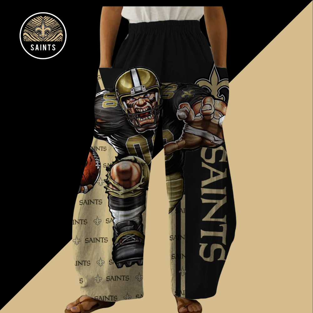 New Fashion Printed Casual Straight-Leg Pants-New Orleans Saints - fitnfan