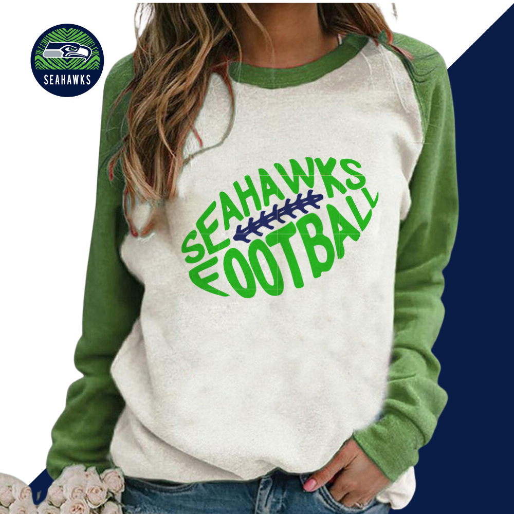 Fashion stitching Vintage Print crew neck Sweatshirt-Seattle Seahawks - fitnfan