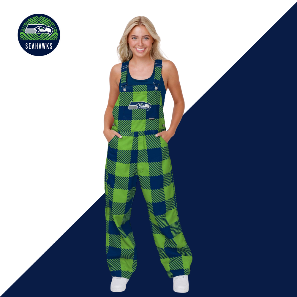 Seattle Seahawks Womens Plaid Bib Overalls-Seattle Seahawks - fitnfan