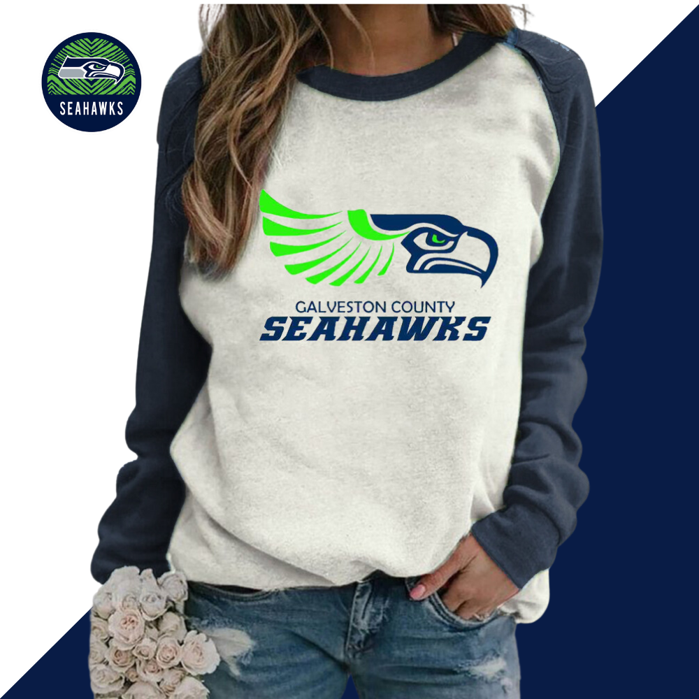 Fashion stitching Vintage Print crew neck Sweatshirt-Seattle Seahawks - fitnfan