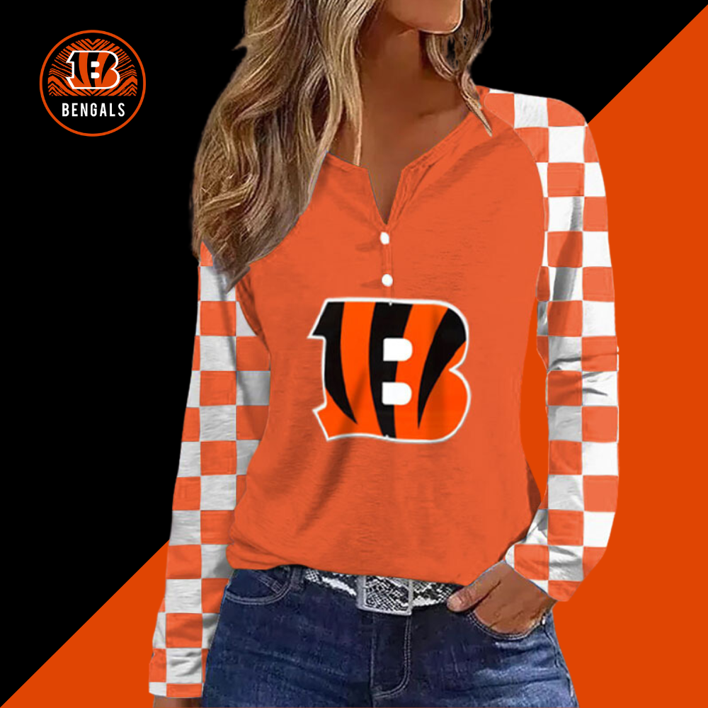 V NECK SHIFT Casual BLOUSE-Cincinnati Bengals - fitnfan