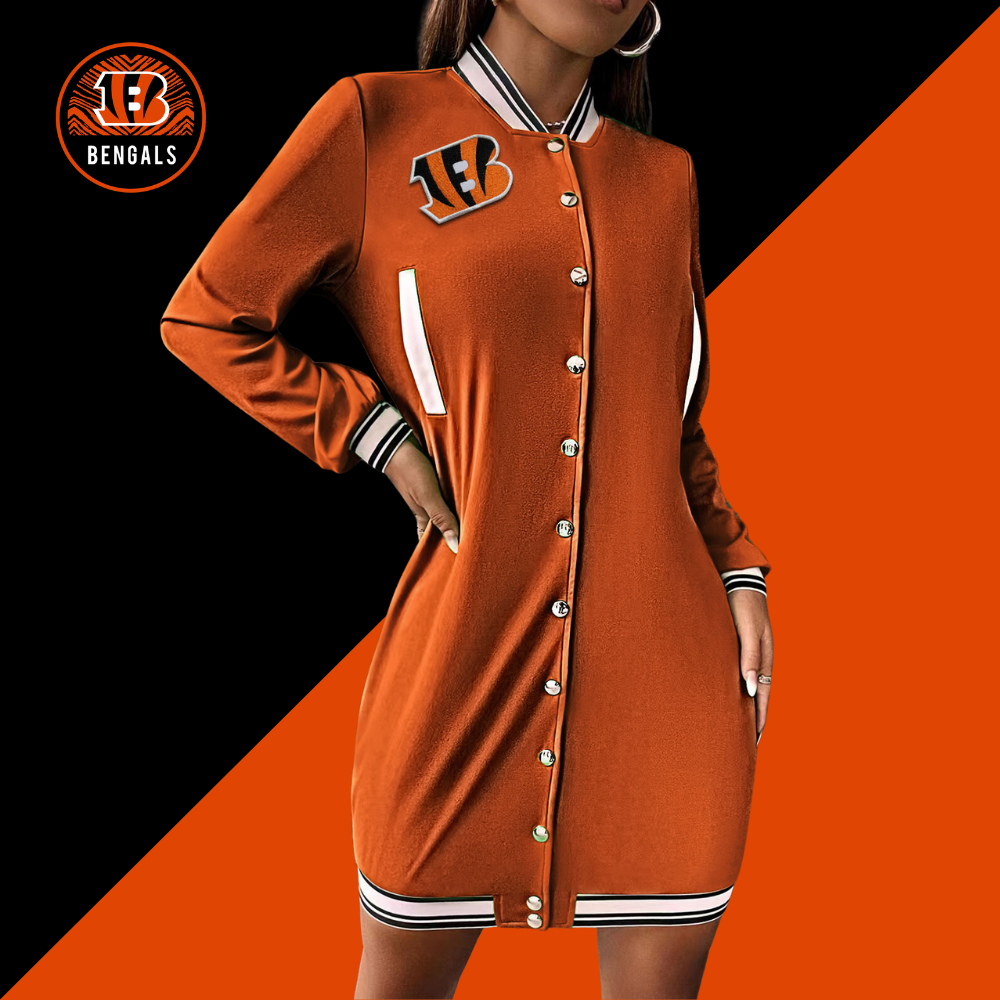 Fashionable single-breasted sports dress-Cincinnati Bengals - fitnfan