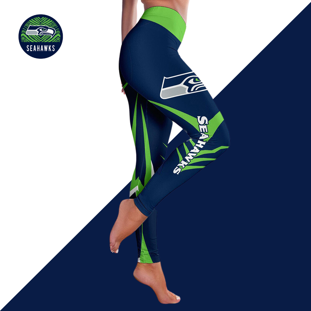Casual fashion contrast printed Leggings-Seattle Seahawks - fitnfan