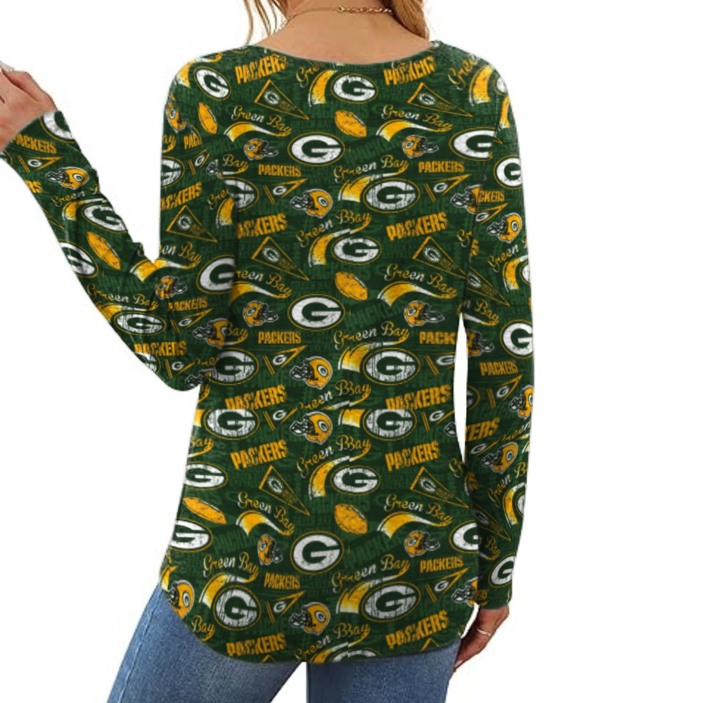 Long sleeve shirt for women V-neck casual shirt Stylish four season wear loose tunic top with curved bottom - fitnfan