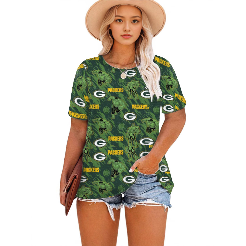 Printed casual crew neck pullover T-shirt for women - fitnfan