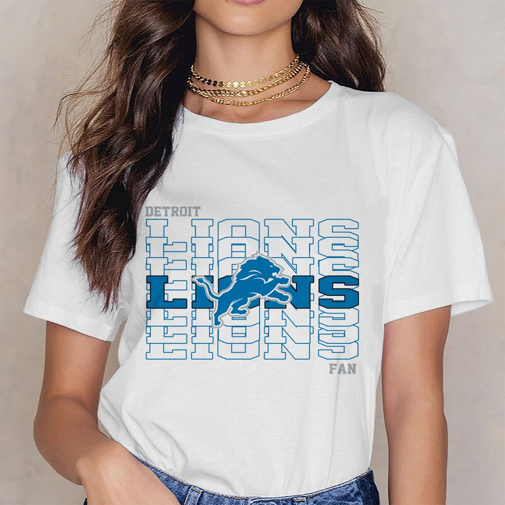 Detroit LionsWomen's White Relaxed T-Shirt - fitnfan