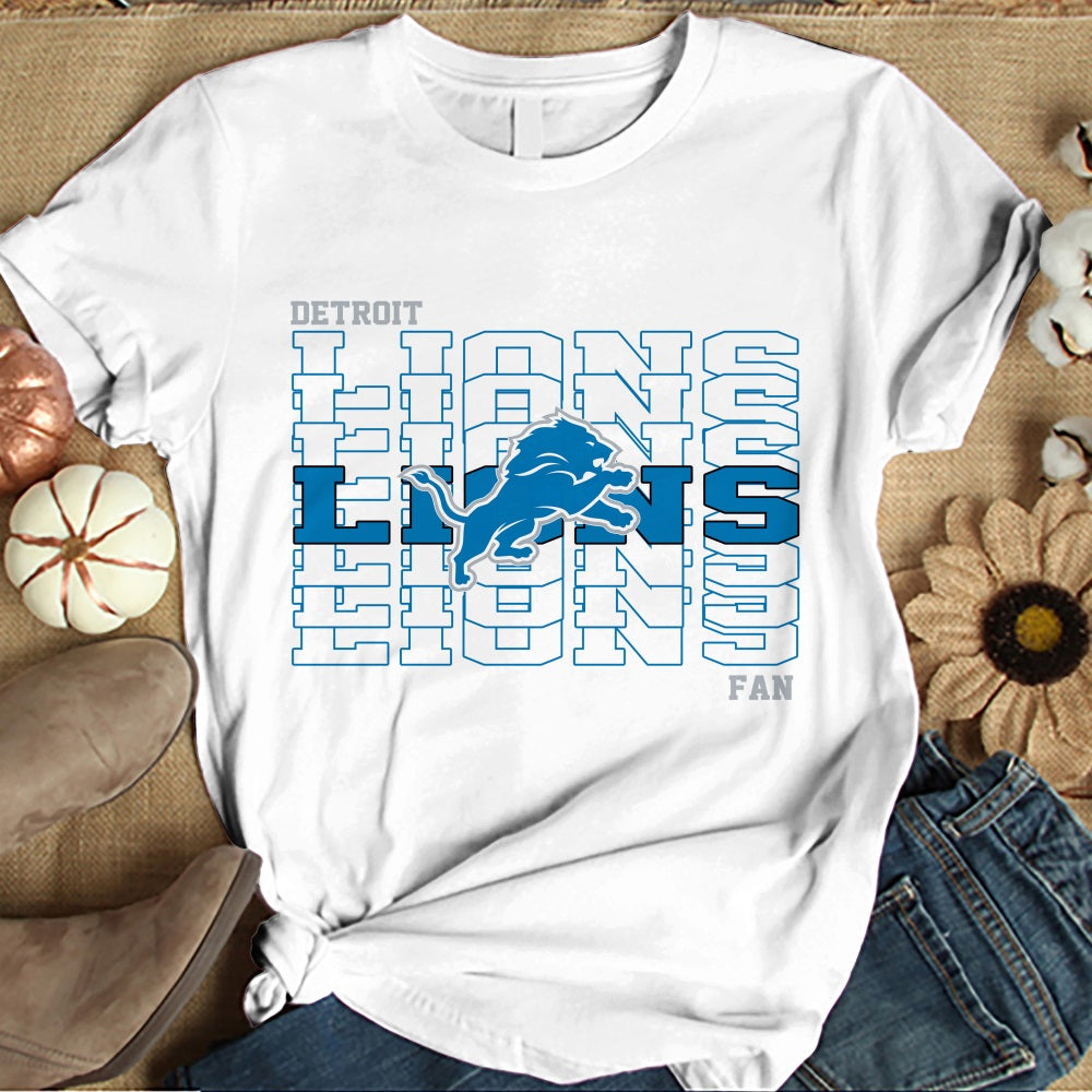 Detroit LionsWomen's White Relaxed T-Shirt - fitnfan