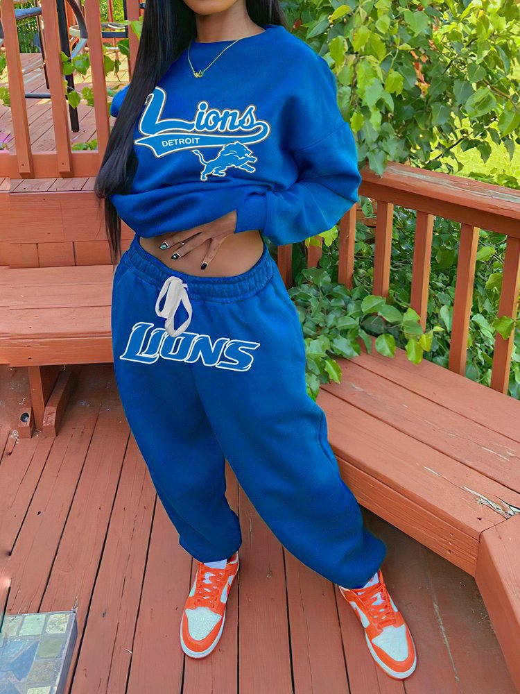 Detroit Lions Sportswear Crewneck Sweatshirt Suit - fitnfan