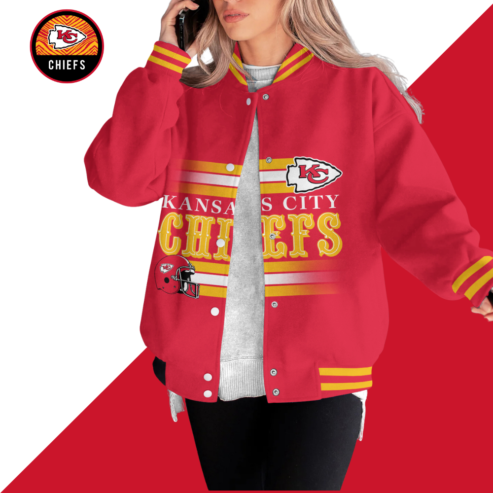Kansas City Chiefs Women's Long Pass Full- Snap Casual Jacket - fitnfan