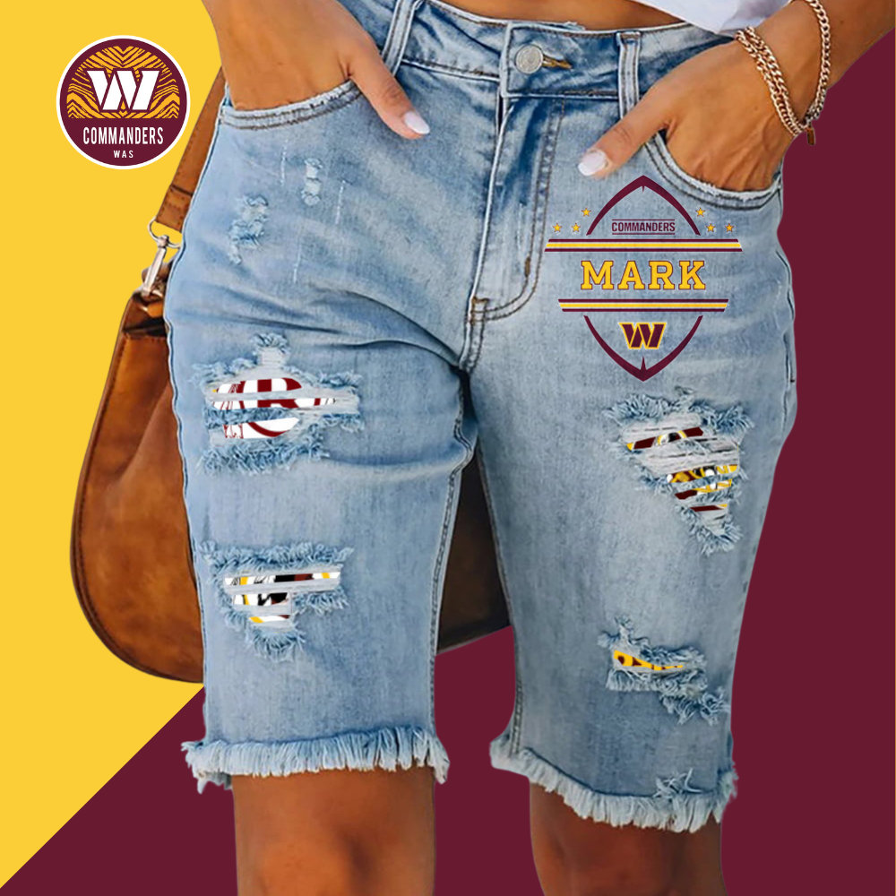 Ripped print fashion quarter denim mid-length pants - fitnfan