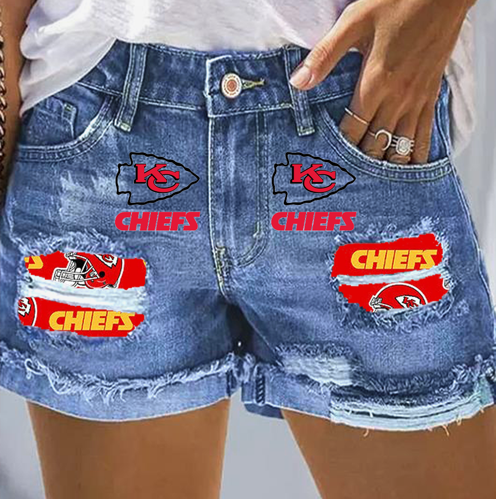 Rip print fashion denim shorts - fitnfan