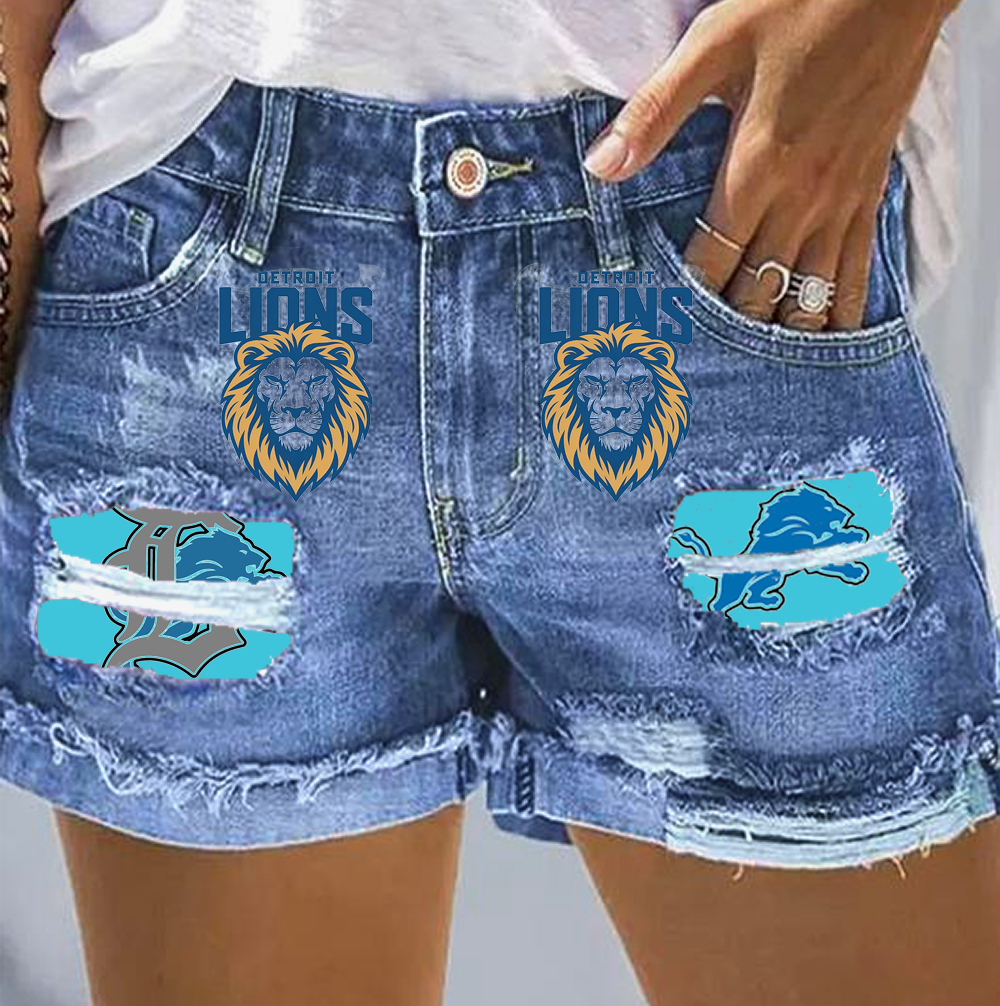 Rip print fashion denim shorts - fitnfan