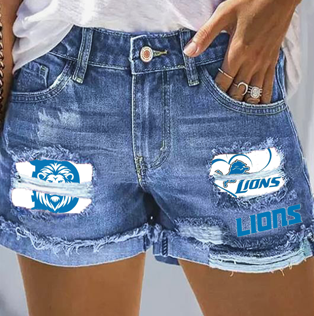 Rip print fashion denim shorts - fitnfan