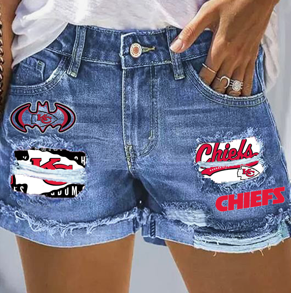 Rip print fashion denim shorts - fitnfan