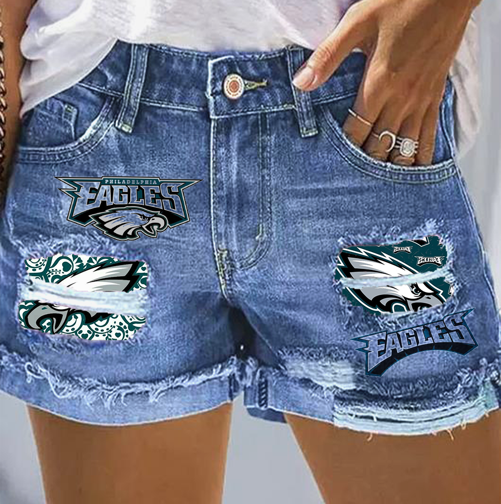 Rip print fashion denim shorts - fitnfan