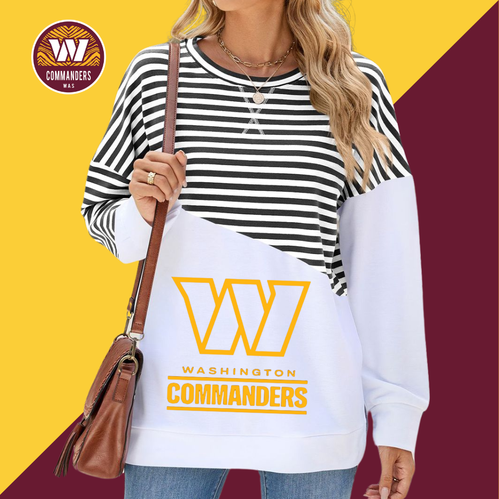 Slit Contrast Striped Long Sleeve Sweatshirt-Washington Commanders - fitnfan