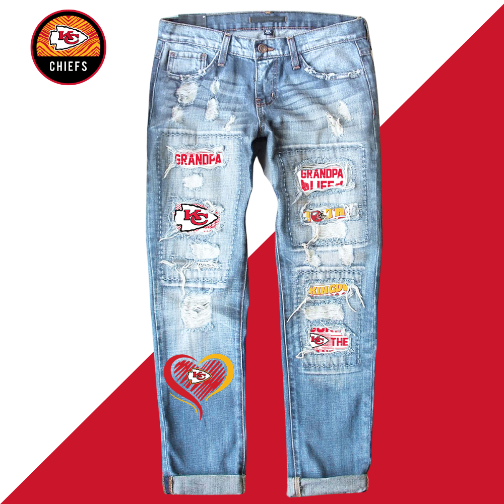 Casual fashion perforated printed jeans - fitnfan