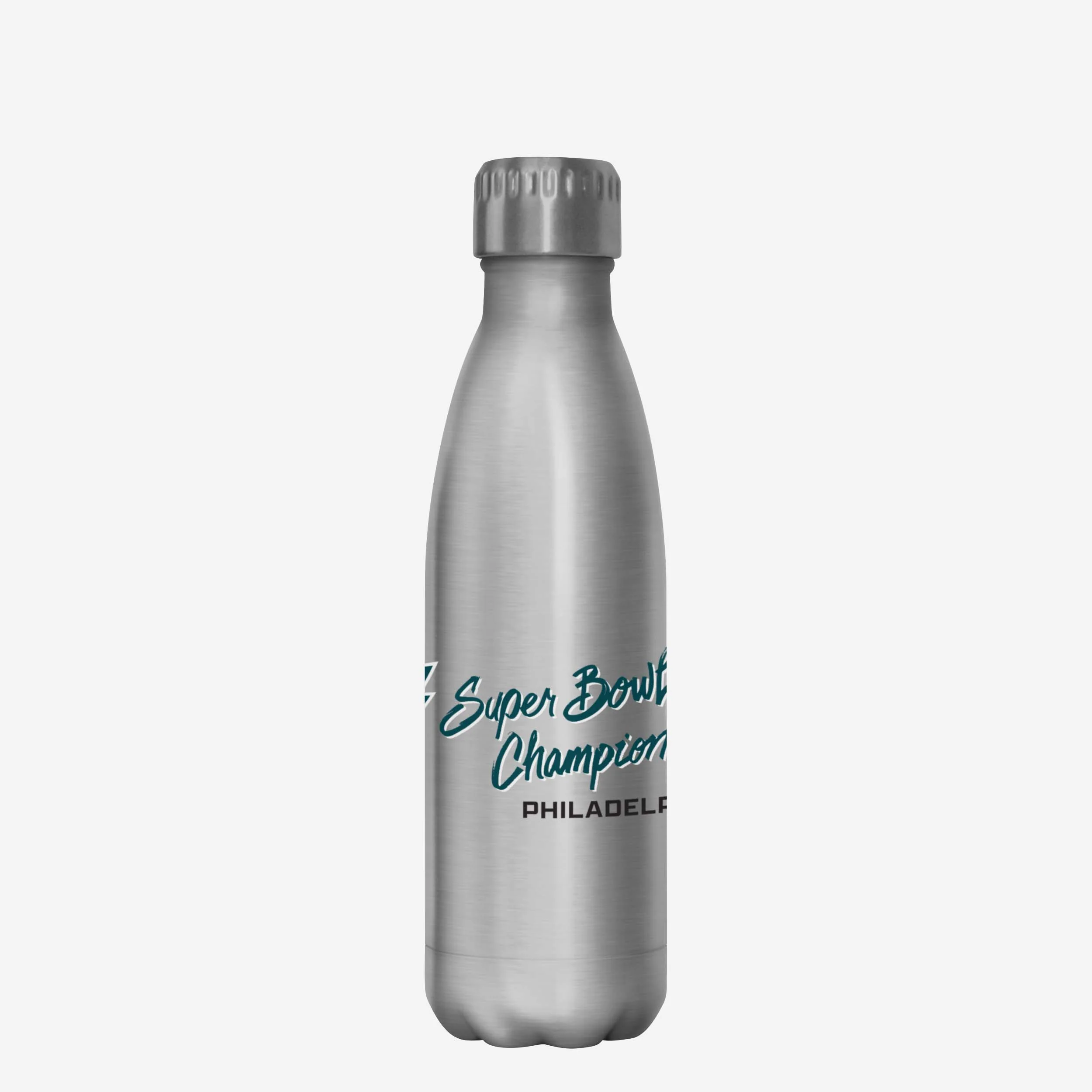 Philadelphia Eagles Super Bowl LIX Champions Silver 17 oz Stainless Steel Bottle - fitnfan