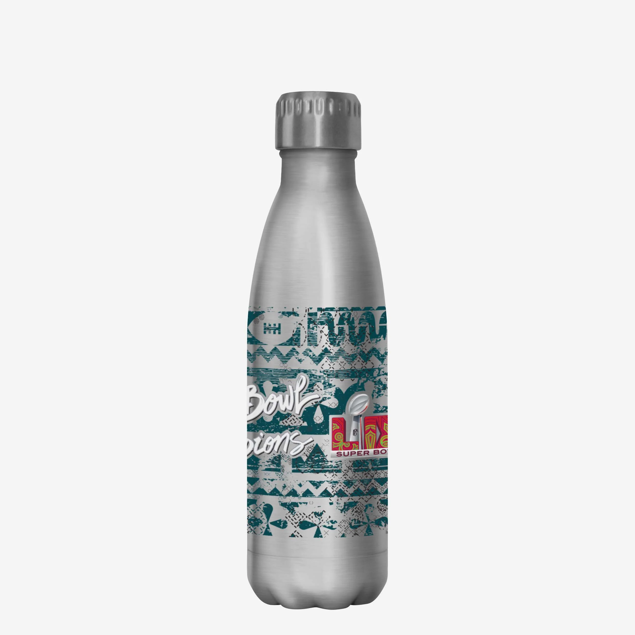 Philadelphia Eagles Super Bowl LIX Champions Stencil Silver 17 oz Stainless Steel Bottle - fitnfan