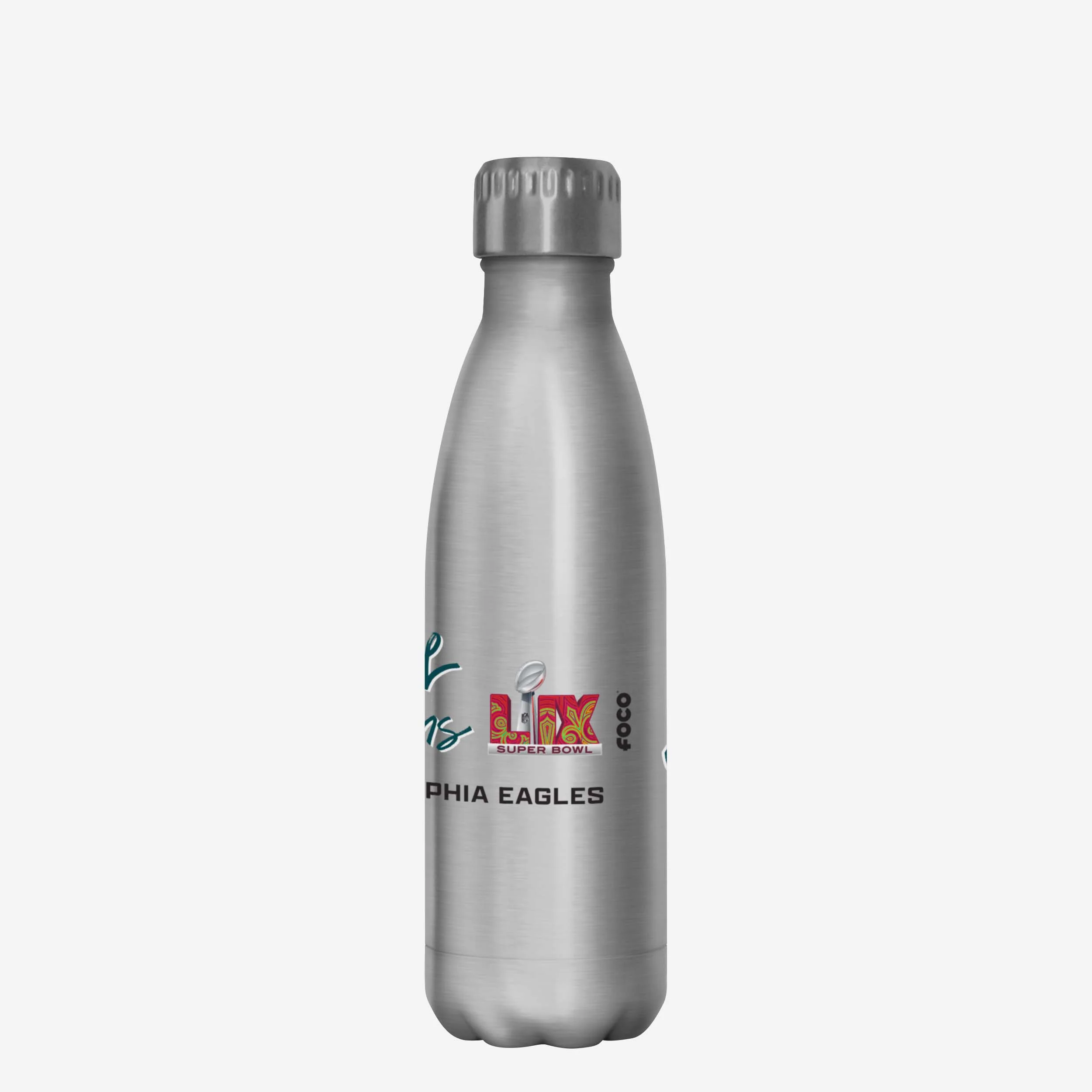 Philadelphia Eagles Super Bowl LIX Champions Silver 17 oz Stainless Steel Bottle - fitnfan