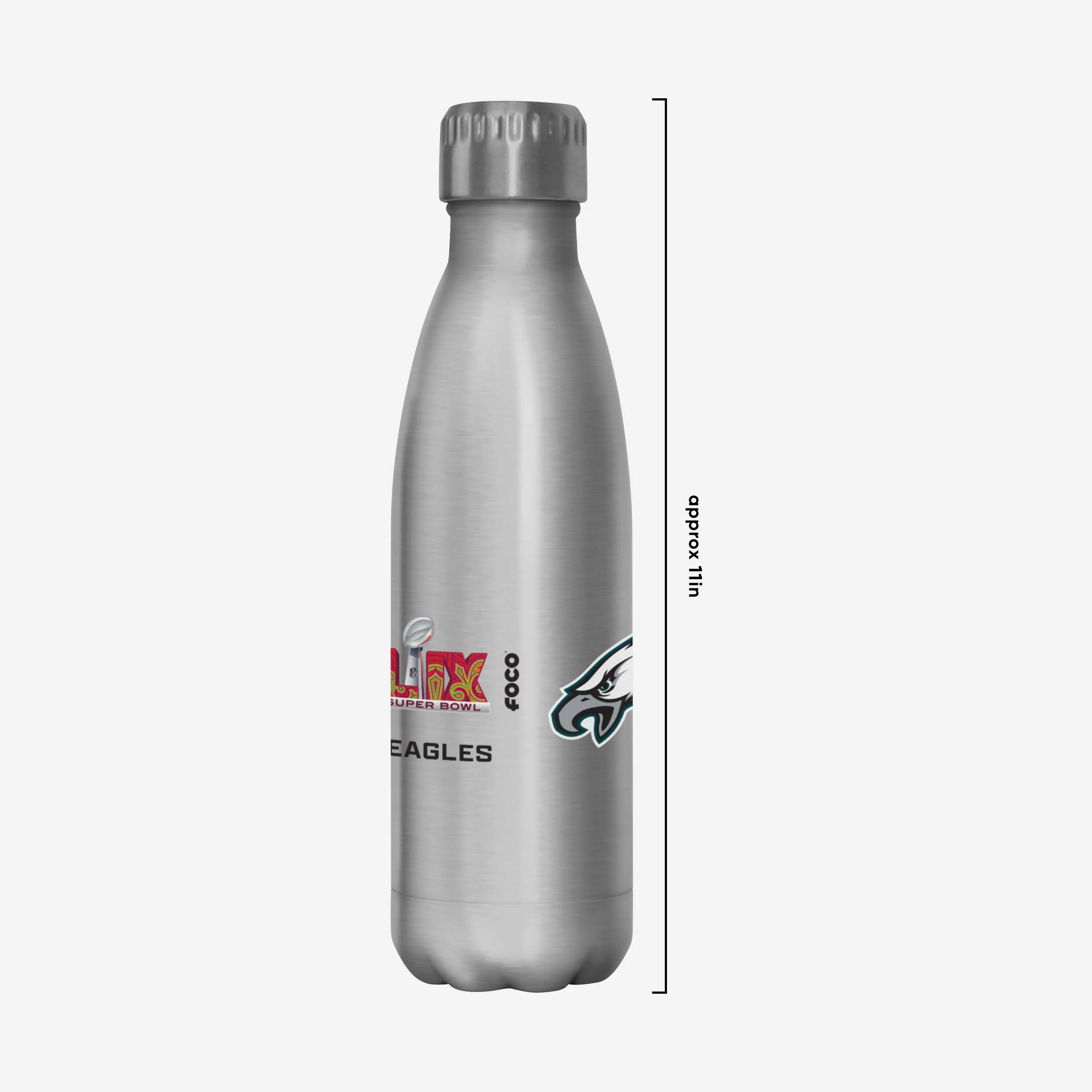Philadelphia Eagles Super Bowl LIX Champions Silver 17 oz Stainless Steel Bottle - fitnfan