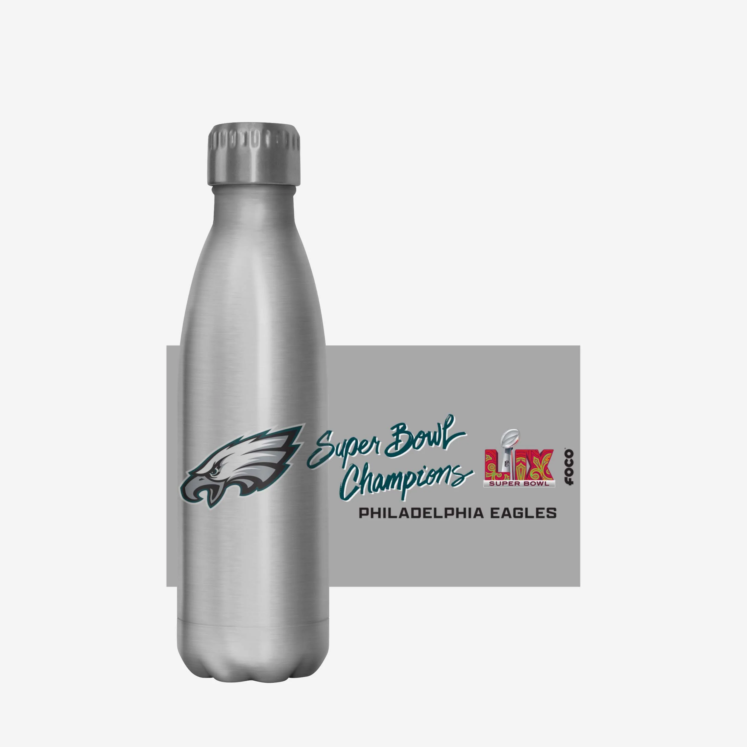 Philadelphia Eagles Super Bowl LIX Champions Silver 17 oz Stainless Steel Bottle - fitnfan