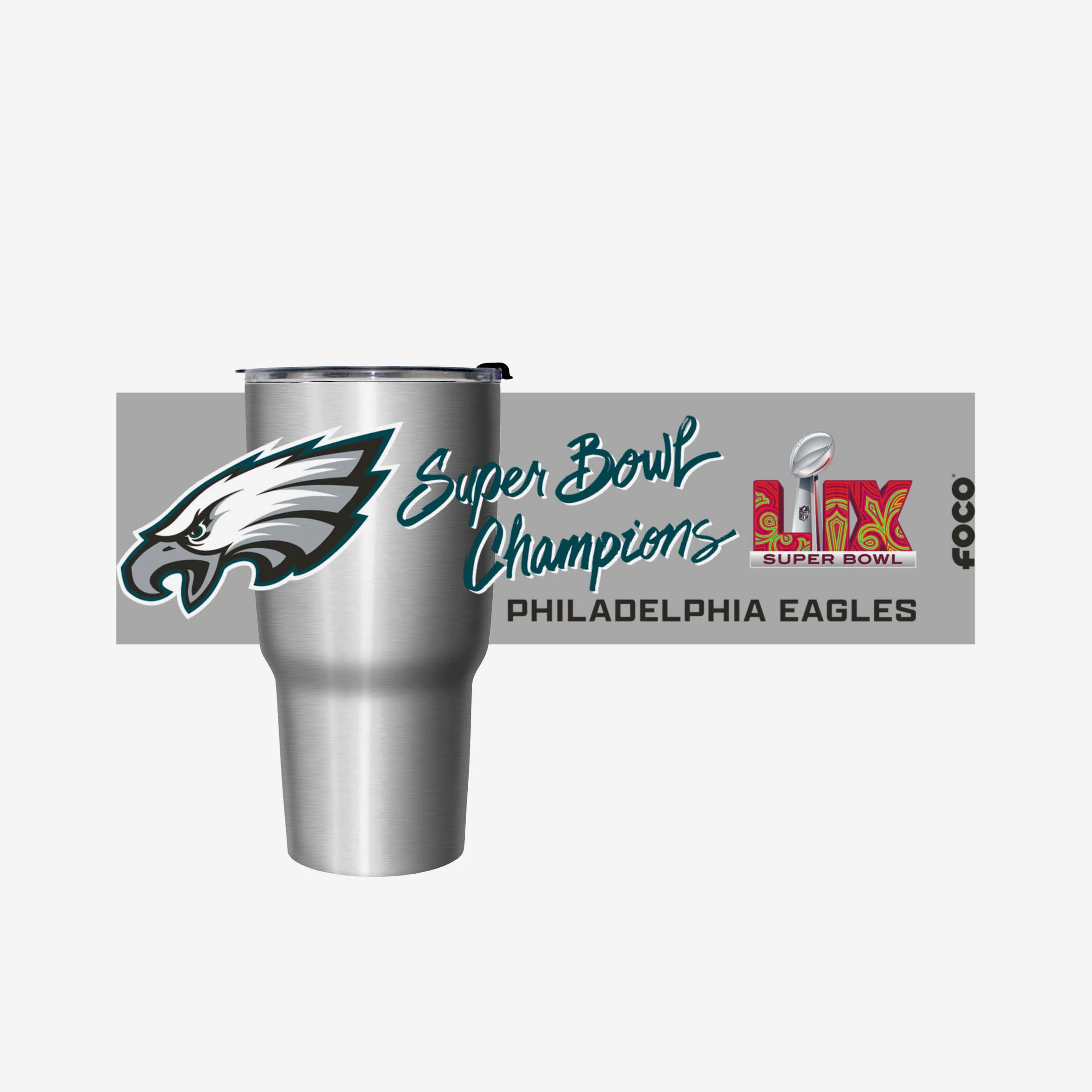 Philadelphia Eagles Super Bowl LIX Champions Silver 27 oz Stainless Steel Tumbler - fitnfan