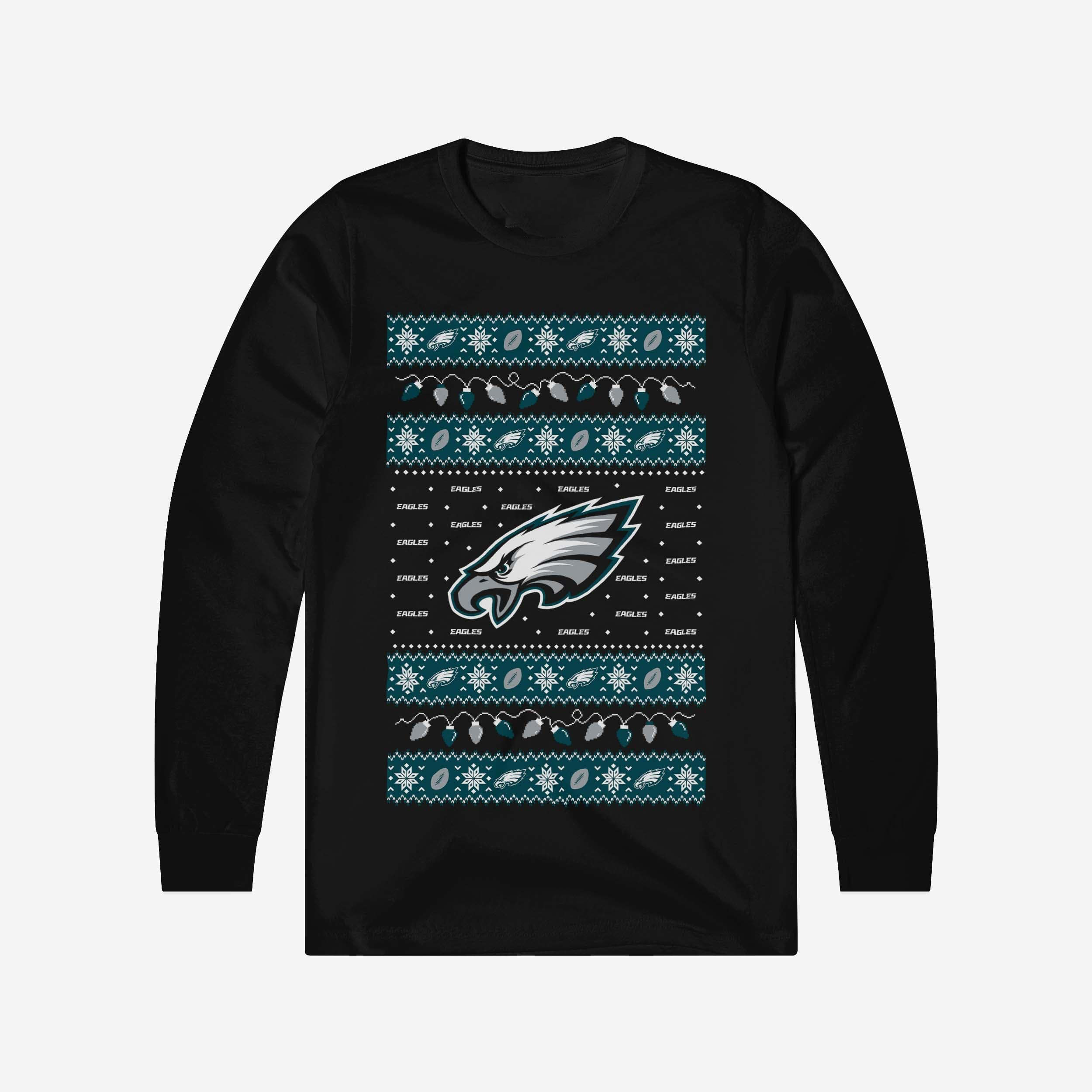 Philadelphia Eagles Holiday Lights Sweater Long Sleeve T-Shirt - fitnfan