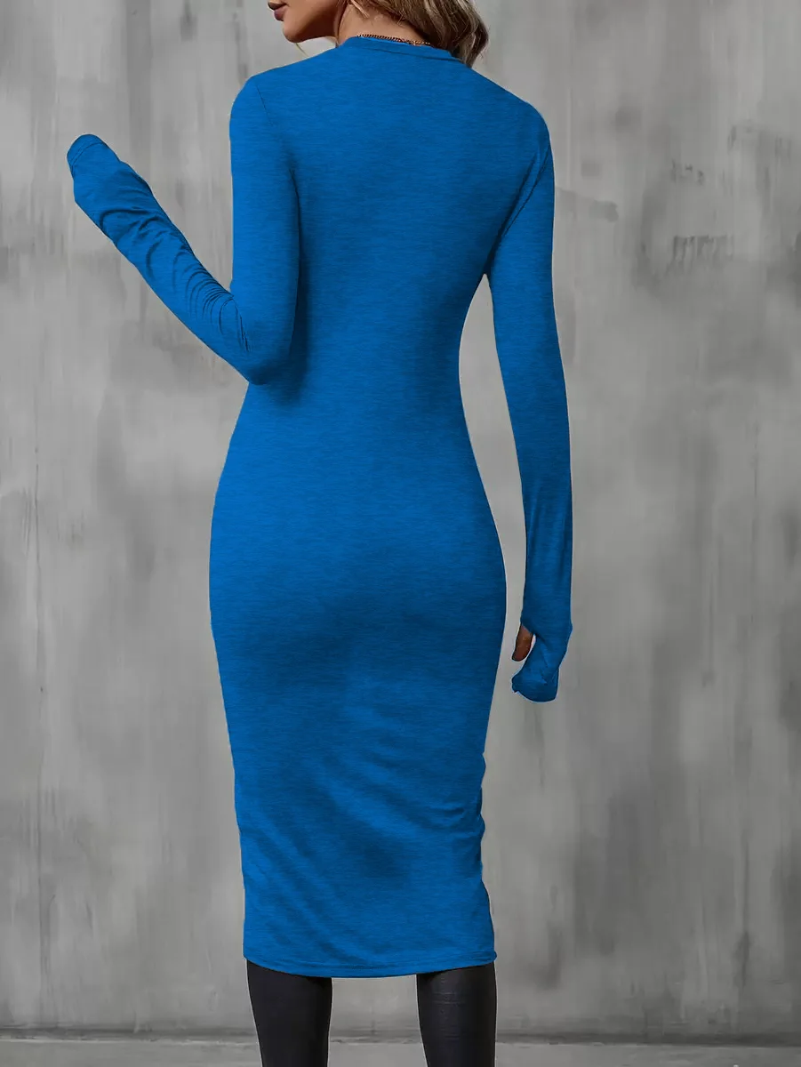 Long Sleeve Crew Neck Split Hem Tulip Top - fitnfan