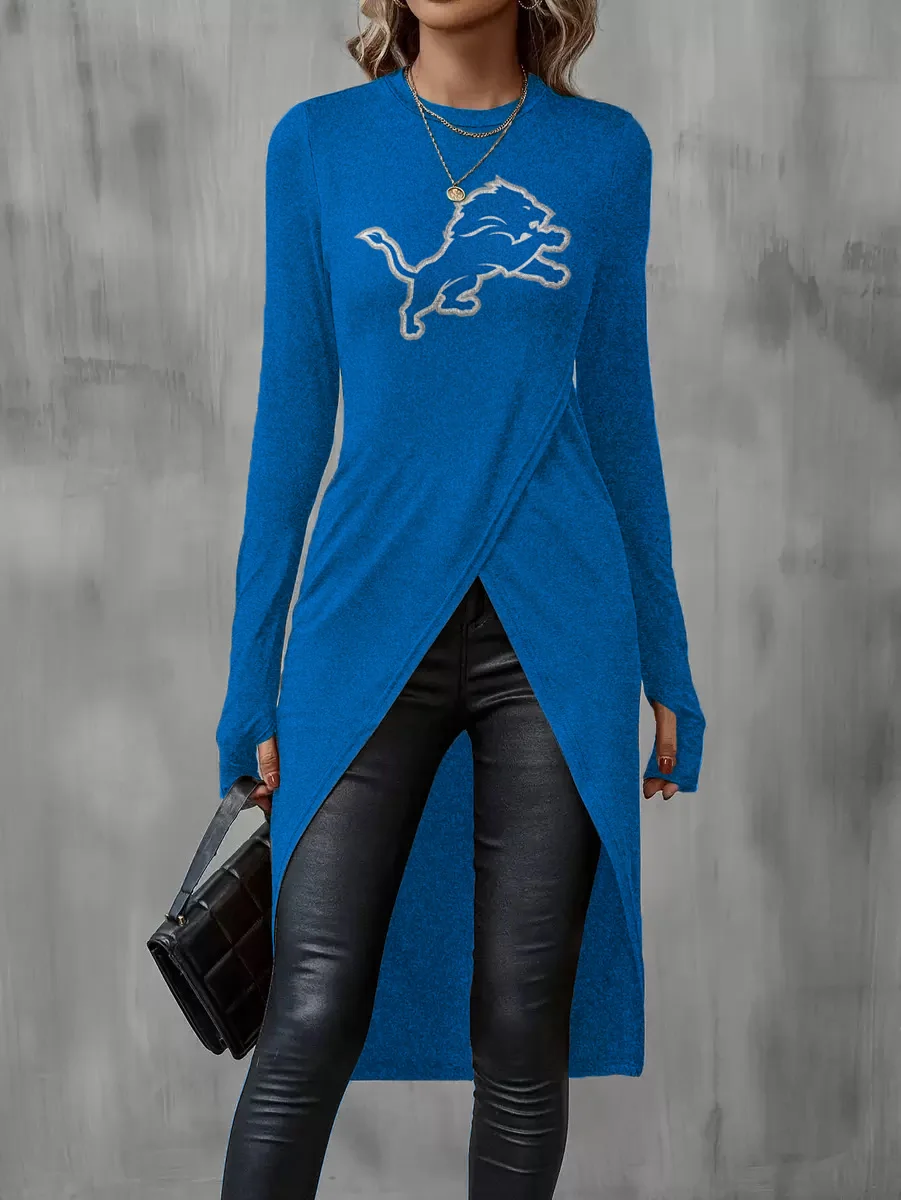 Long Sleeve Crew Neck Split Hem Tulip Top - fitnfan