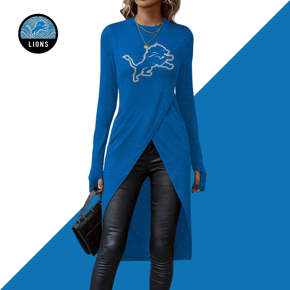 Long Sleeve Crew Neck Split Hem Tulip Top - fitnfan