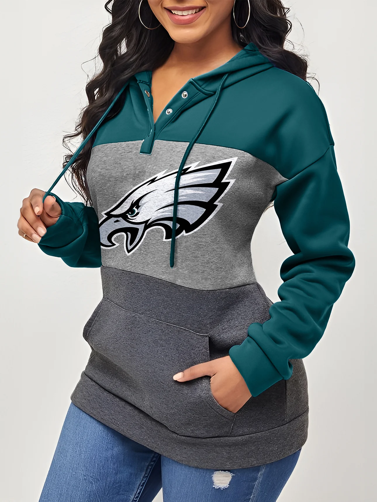 Women's Colorblock Drawstring Hoodie - fitnfan