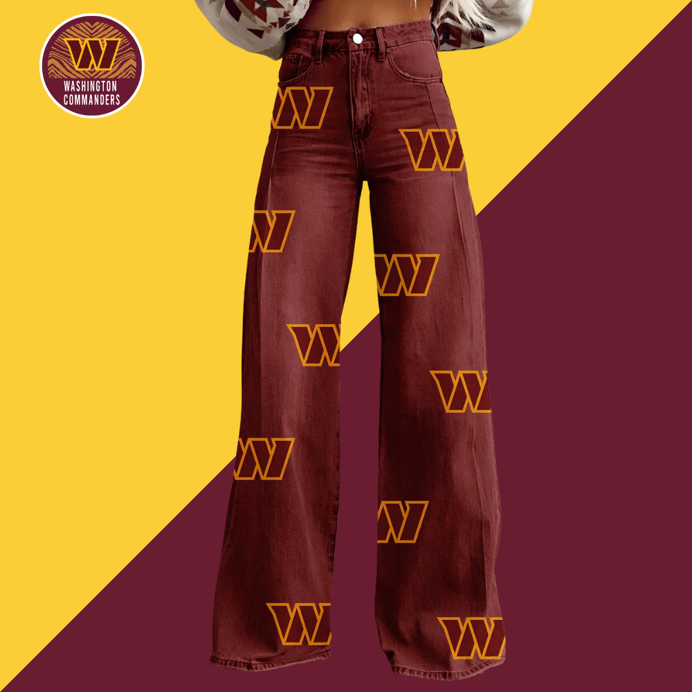 Women's Vintage casual wide LegPants-Washington Commanders - fitnfan