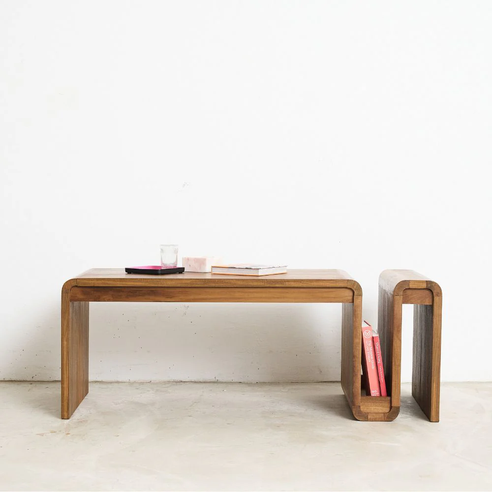 Coffee Table With Curved Magazine Rack