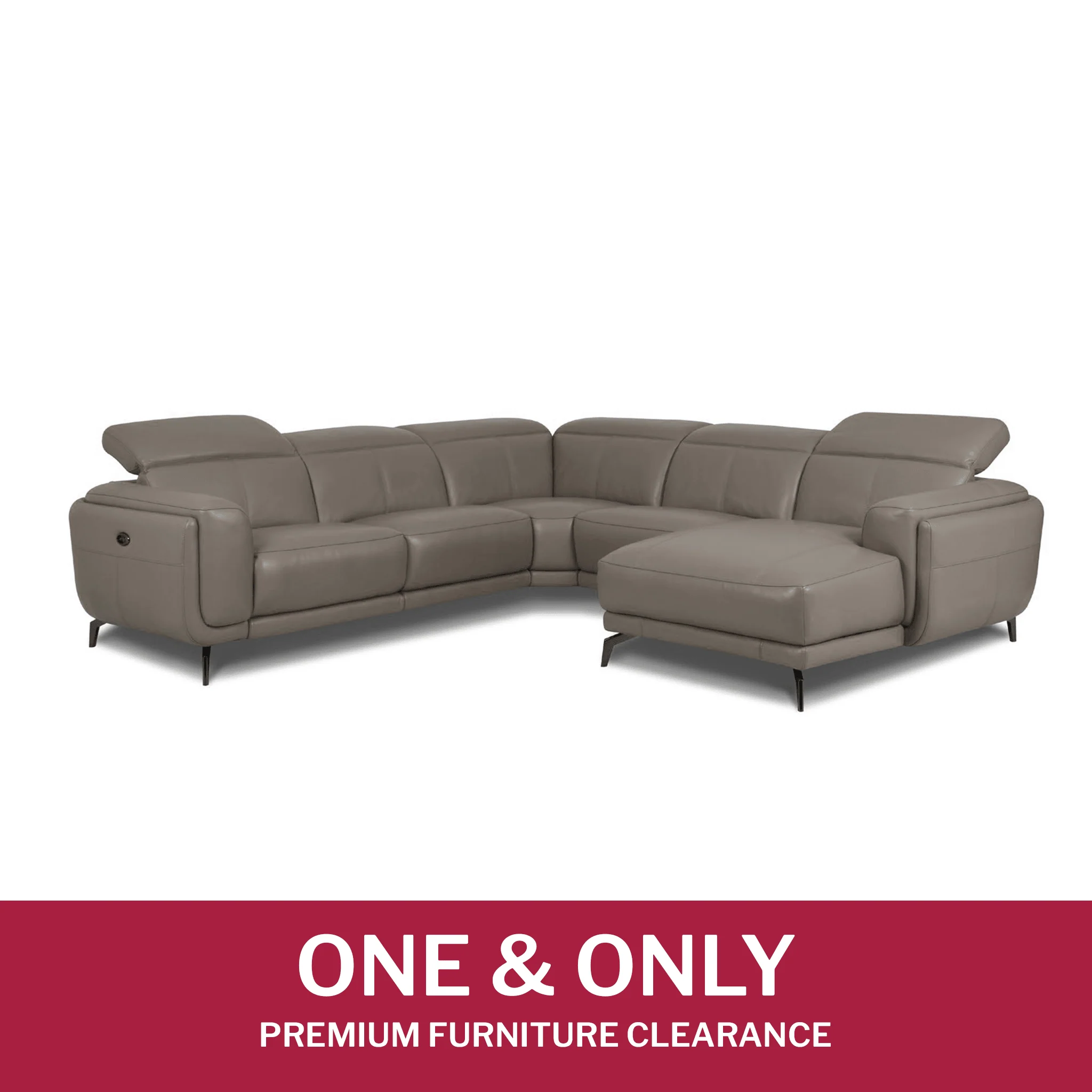 Online Special: Corner Set Recliner Leather Sofa in Light Taupe, W296cm x L294cm