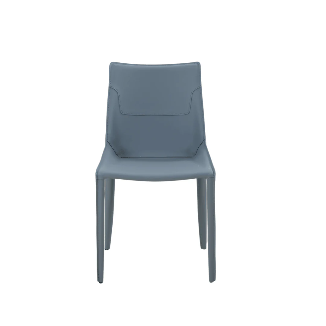 Elliot Dining Chairs in Grey Leather - Minimalist Charm and Durability