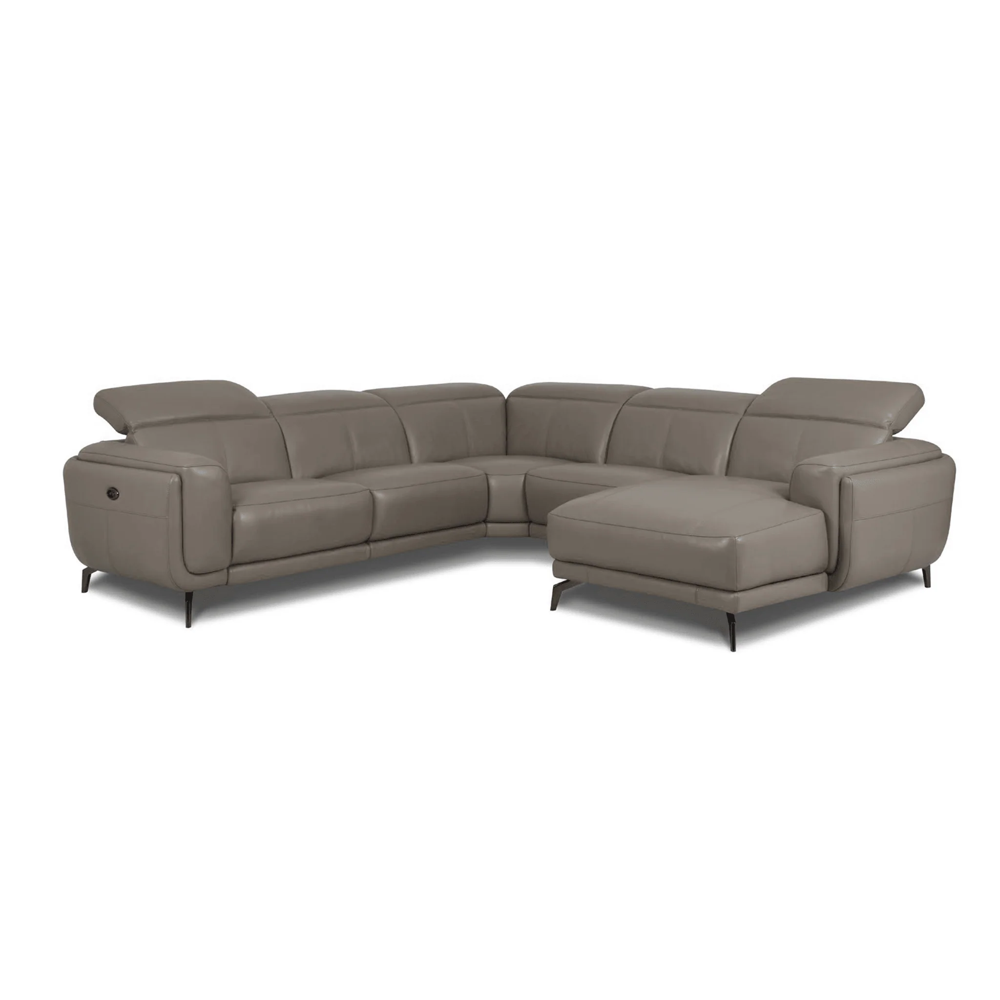 Online Special: Corner Set Recliner Leather Sofa in Light Taupe, W296cm x L294cm