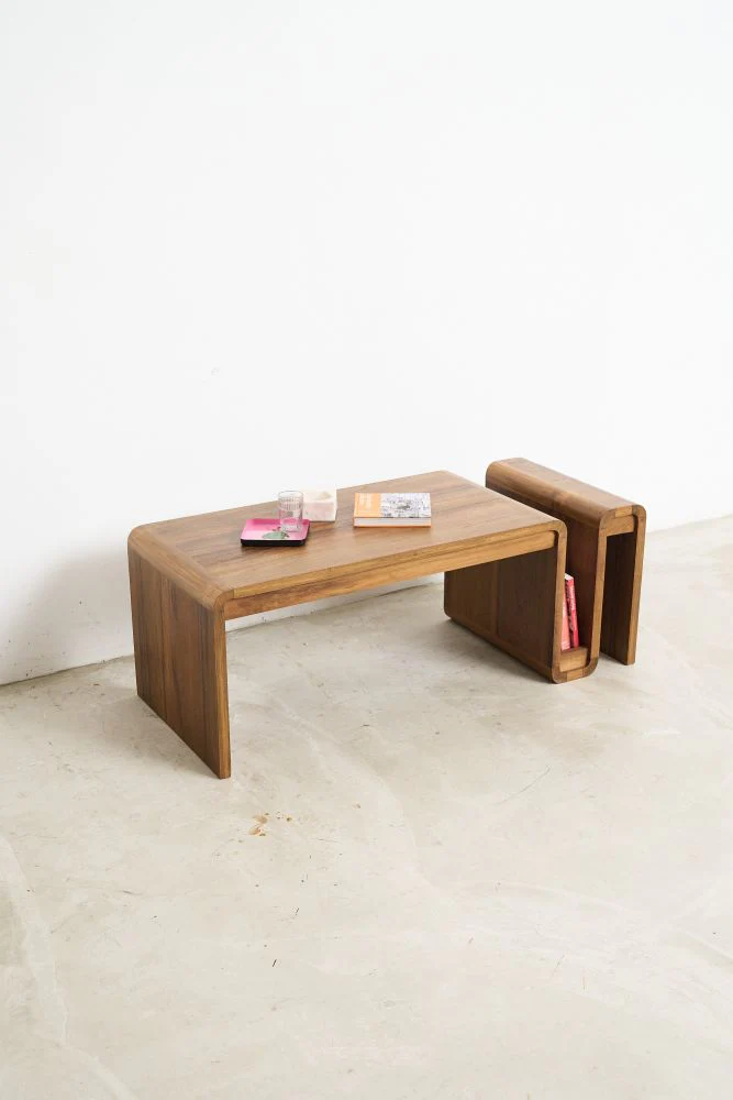 Coffee Table With Curved Magazine Rack