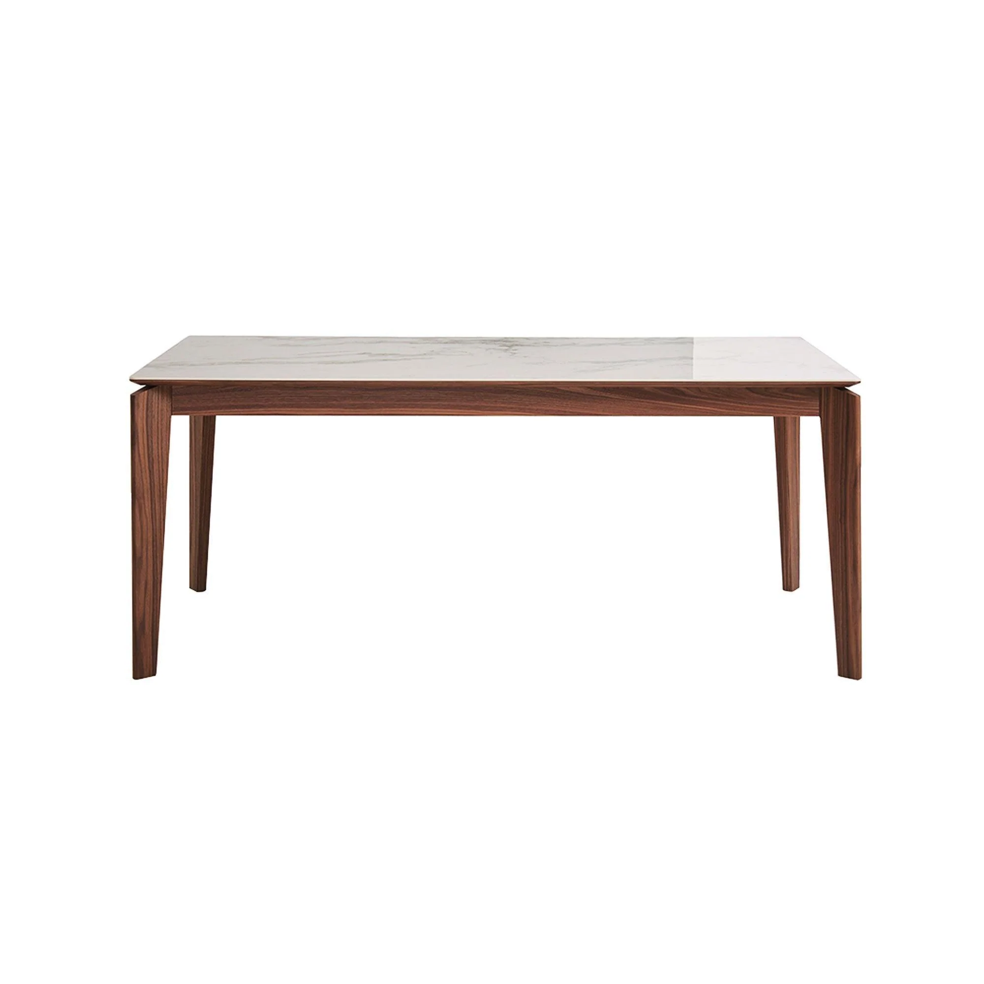 Montreal Dining Table (160cm) in White Ceramic and Walnut Veneer